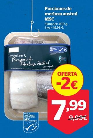 Oferta de Porciones De Merluza Austral Msc por 7,99€ en La Sirena