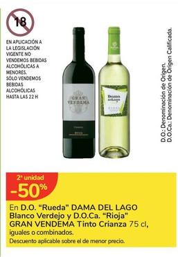 Oferta de Dama Del Lago - En D.o " Rueda " Blanco Verdejo D.o.ca. " Rioja " Gran Vendema Tinto Crianza en Carrefour Express