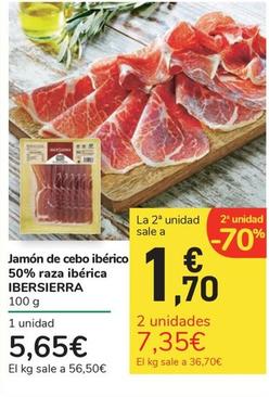 Oferta de Ibersierra - Jamón De Cebo Iberico 50% Raza Iberica  por 1,7€ en Carrefour Express