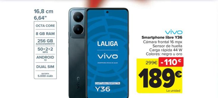 Oferta de Vivó - Smartphone libre Y36 por 189€ en Carrefour