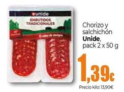 Oferta de Unide - Chorizo Y Salchichón , Pack 2 X por 1,39€ en Unide Supermercados