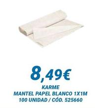 Oferta de Karme - Mantel Papel Blanco por 8,49€ en Dialsur Cash & Carry