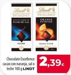 Oferta de Lindt - Chocolate Excellence Cacao Con Naranja, Sal O Leche por 2,39€ en Spar Tenerife