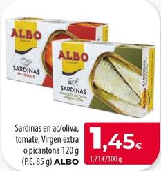 Oferta de Albo - Sardinas En Ac/oliva, Tomate, Virgen Extra O Picantona por 1,45€ en Spar Tenerife