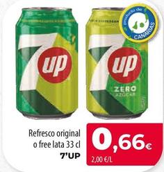 Oferta de 7 Up - Refresco Original O Free Lata por 0,66€ en Spar Tenerife