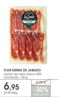 Oferta de Flor Sierra De Jabugo - Jamón De Cebo Ibérico 50% Loncheado por 6,95€ en Supermercados Plaza