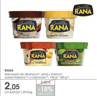Oferta de Rana - Salsa Fresca Quesos Italianos por 2,05€ en Supermercados Plaza