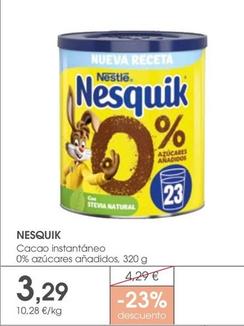 Oferta de Nestlé - Nesquik Cacao Instantáneo 0% Azúcares Añadidos por 3,29€ en Supermercados Plaza