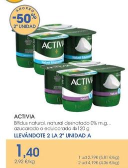 Oferta de Activia - Bifidus Natural, Natural Desnatado 0% M.g. por 2,79€ en Supermercados Plaza