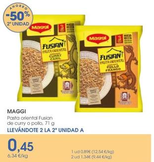 Oferta de Maggi - Pasta Oriental Fusian De Curry  por 0,89€ en Supermercados Plaza