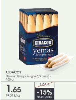 Oferta de Cidacos - Yemas De Espárragos 6/9 Piezas por 1,65€ en Supermercados Plaza