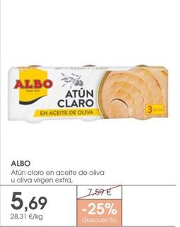 Oferta de Albo - Atún Claro En Aceite De Oliva U Oliva Virgen Extra por 5,69€ en Supermercados Plaza