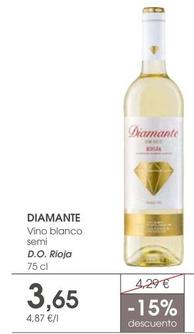 Oferta de Diamante - Vino Blanco Semi D.O. Rioja por 3,65€ en Supermercados Plaza