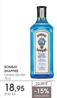 Oferta de Bombay Sapphire - London Dry Gin por 18,95€ en Supermercados Plaza