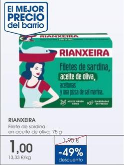 Oferta de Rianxeira - Filete De Sardina En Aceite De Oliva por 1€ en Supermercados Plaza