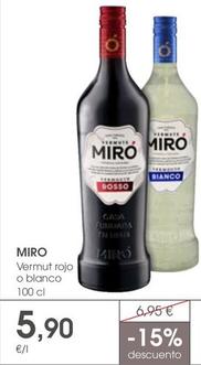 Oferta de Miro - Vermut Rojo O Blanco por 5,9€ en Supermercados Plaza