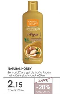Oferta de Natural Honey - Sensorialcare Gel De Baño Argán Nutrición Y Elasticidad por 2,15€ en Supermercados Plaza