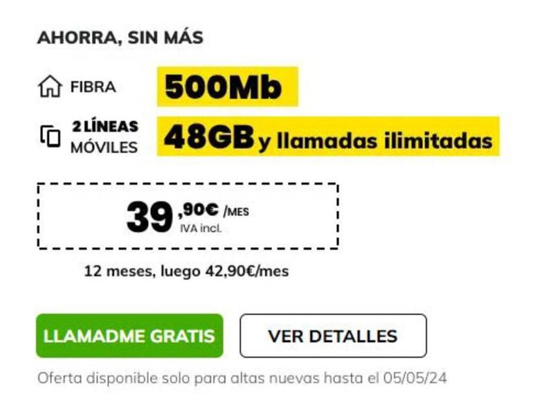 Oferta de Tarifas móvil por 39,9€ en MÁSmóvil