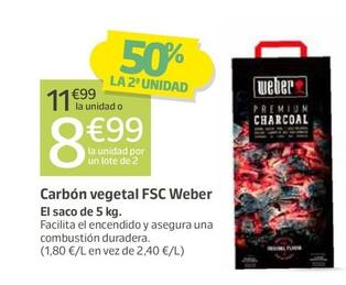 Oferta de Weber - Carbon Vegetal Fsc por 11,99€ en Jardiland