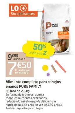 Oferta de Pure Family - Alimento Completo Para Conejos Enanos por 9,99€ en Jardiland