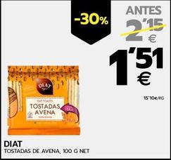 Oferta de Diat - Tostadas De Avena por 1,51€ en BM Supermercados