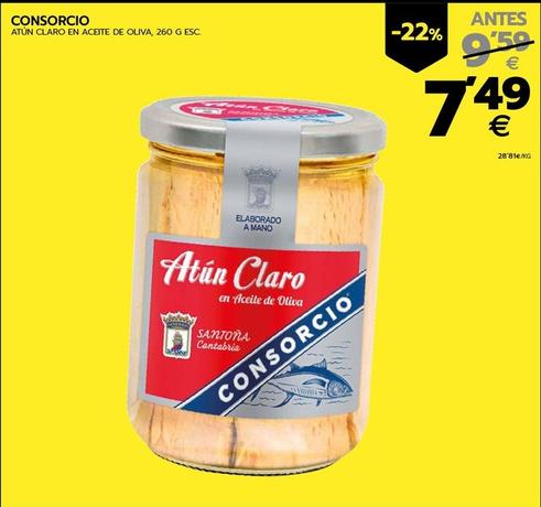 Oferta de Consorcio - Atún Claro En Aceite De Oliva por 7,49€ en BM Supermercados
