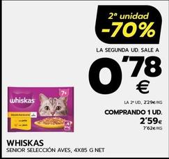 Oferta de Whiskas - Senior Selección Aves por 2,59€ en BM Supermercados