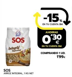 Oferta de Sos - Arroz Integral por 1,99€ en BM Supermercados