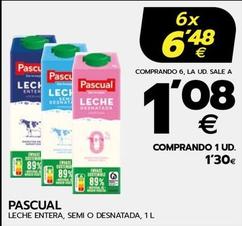 Oferta de Pascual - Leche Entera, Semi O Desnatada por 1,3€ en BM Supermercados