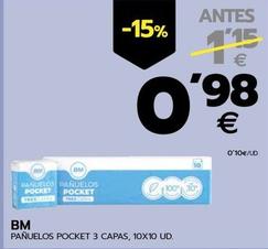 Oferta de Bm - Pañuelos Pocket 3 Capas por 0,98€ en BM Supermercados