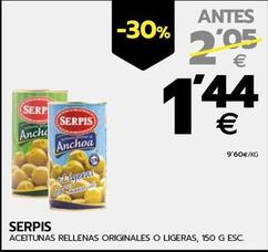 Oferta de Serpis - Aceitunas Rellenas Originales O Ligeras por 1,44€ en BM Supermercados
