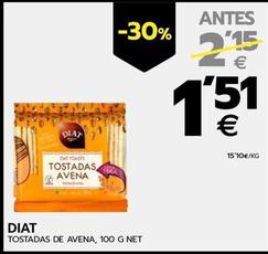Oferta de Diat - Tostadas De Avena por 1,51€ en BM Supermercados