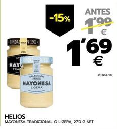 Oferta de Helios - Mayonesa Tradicional O Ligera por 1,69€ en BM Supermercados