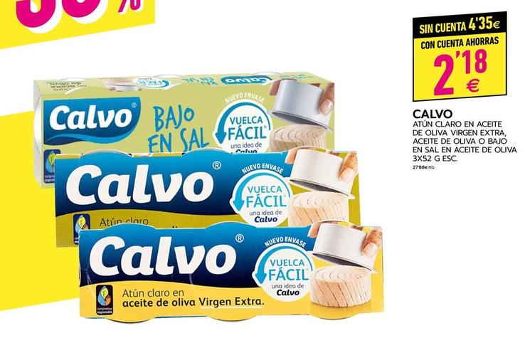 Oferta de Calvo - Atún Claro En Aceite De Oliva Vurgen Extra por 4,35€ en BM Supermercados