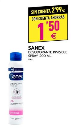 Oferta de Sanex - Desodorante Invisible Spray por 2,99€ en BM Supermercados