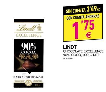 Oferta de Lindt - Chocolate Excellence 90% Coco por 3,49€ en BM Supermercados