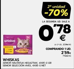 Oferta de Whiskas - Senior Seleccion Aves por 2,59€ en BM Supermercados
