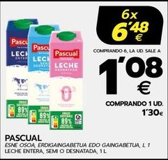 Oferta de Pascual - Leche Entera, Semi O Desnatada por 1,3€ en BM Supermercados