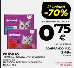 Oferta de Whiskas - Seleccion Pescado O Clasicos por 2,49€ en BM Supermercados