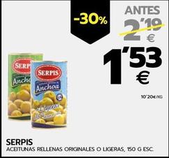 Oferta de Serpis - Aceitunas Rellenas Originales O Ligeras por 1,53€ en BM Supermercados