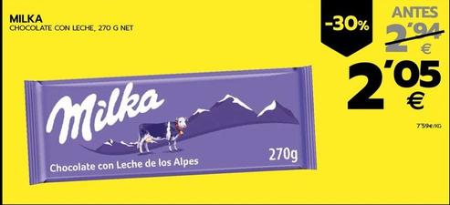 Oferta de Milka - Chocolate Con Leche por 2,05€ en BM Supermercados