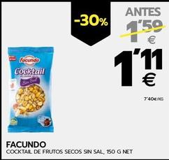 Oferta de Facundo - Cocktail De Frutos Secos Sin Sal por 1,11€ en BM Supermercados
