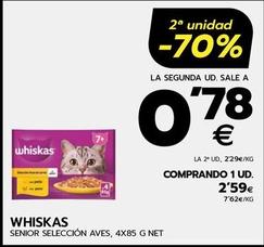 Oferta de Whiskas - Senior Seleccion Aves por 2,59€ en BM Supermercados