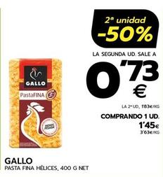 Oferta de Gallo - Pasta Fina Hélices por 1,45€ en BM Supermercados