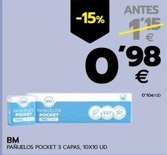 Oferta de Bm - Pañuelos Pocket 3 Capas por 0,98€ en BM Supermercados