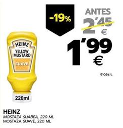 Oferta de Heinz - Mostaza Suave por 1,99€ en BM Supermercados