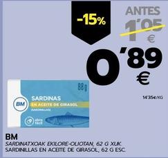 Oferta de Bm Sardinillas En Aceite De Girasol por 0,89€ en BM Supermercados