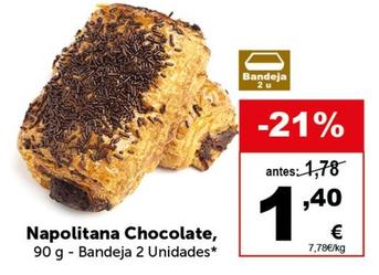 Oferta de Napolitana de chocolate por 1,4€ en Masymas