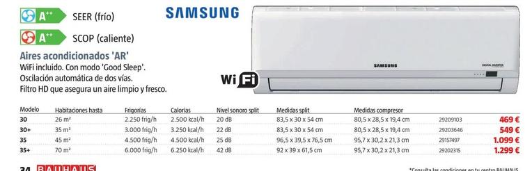 Oferta de Samsung - Aires Acondicionados 'Ar' por 469€ en BAUHAUS