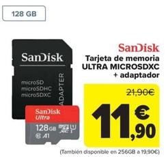 Oferta de Sandisk - Tarjeta De Memoria  Ultra Microsdxc  + Adaptador por 11,9€ en Carrefour